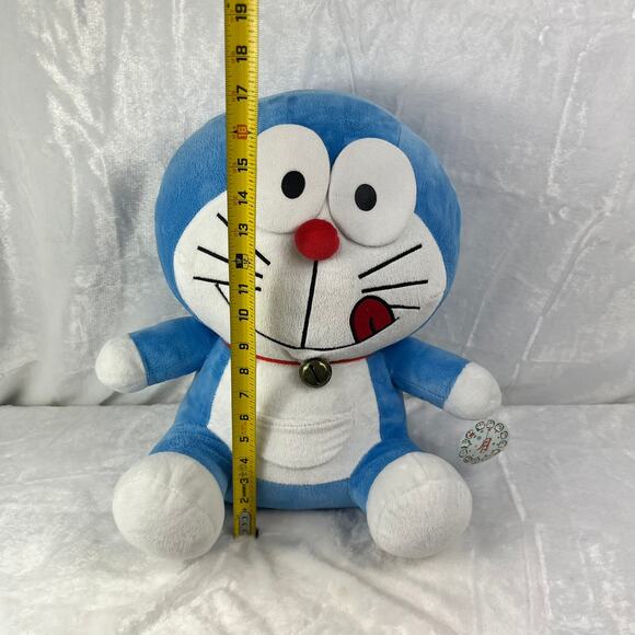 Vtg Doraemon Plush 17" Large Real Bell Blue White Stuffed Toy USA Seller 1999 - Picture 13 of 14